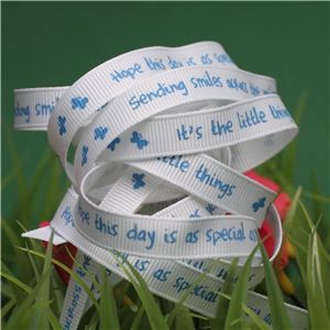 Animal Cuddles Ribbon - Blue Smile messages